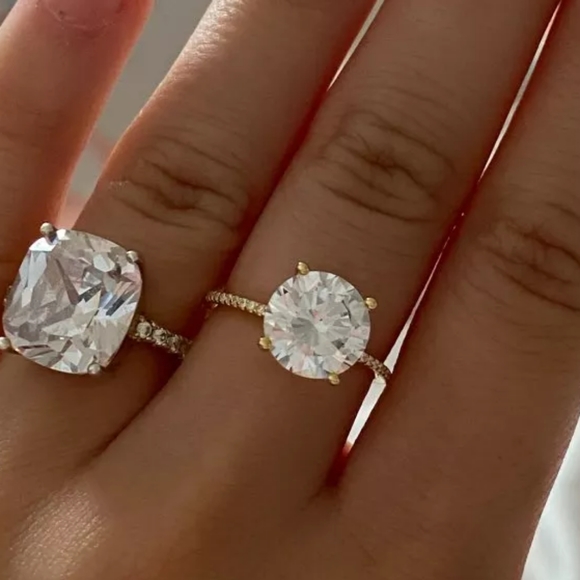 3ct Zircon Diamond Sterling Silver Zircon Pave Statement Piece Engagement - Picture 5 of 16